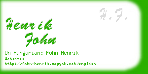 henrik fohn business card